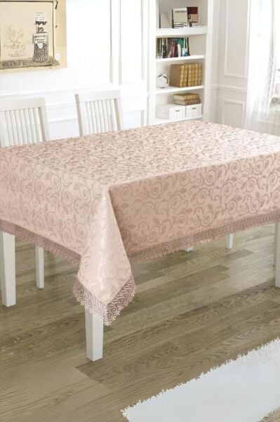 Zarif Dikdörtgen Masa Örtüsü Pudra