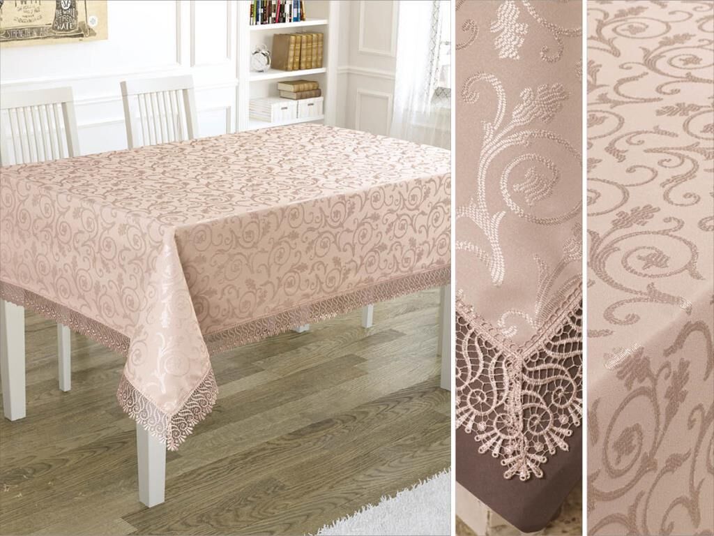 Şık Dikdörtgen Masa Örtüsü Pudra