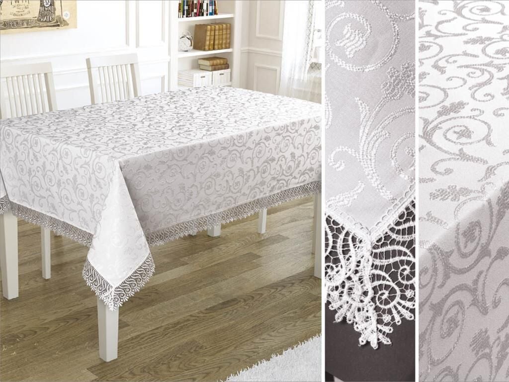 Şık Dikdörtgen Masa Örtüsü Beyaz