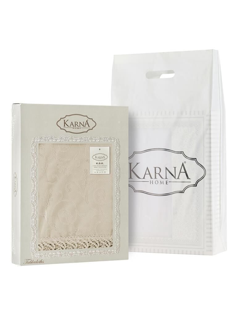 Oval Masa Örtüsü Bej - 160 X 220