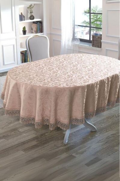 Şık Oval Masa Örtüsü Pudra - 160 X 280