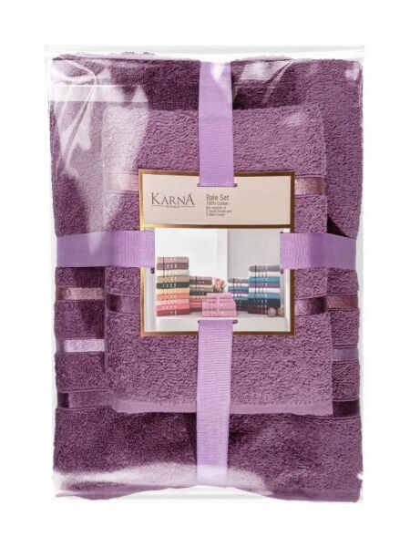 Banyo Havlu Seti 4 Lü Bale Premium - 70X140cm x2 / 50x90cm x2 Mürdüm - 70 X 140