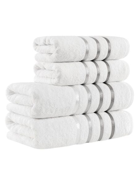 Banyo Havlu Seti 4 Lü Bale Premium - 70X140cm x2 / 50x90cm x2 Beyaz - 70 X 140