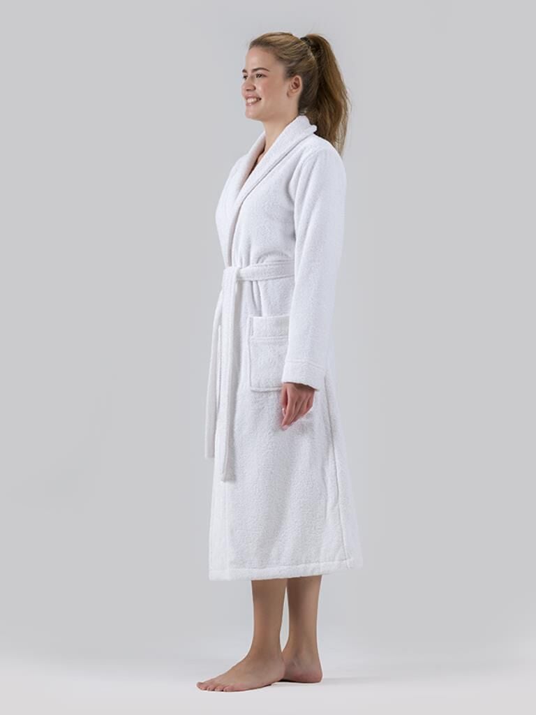 Pamuk Bornoz Karna Nora Beyaz - XL