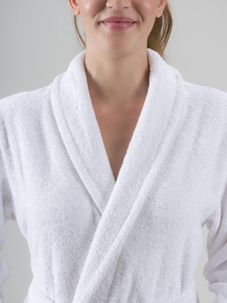 Pamuk Bornoz Karna Nora Beyaz - XL