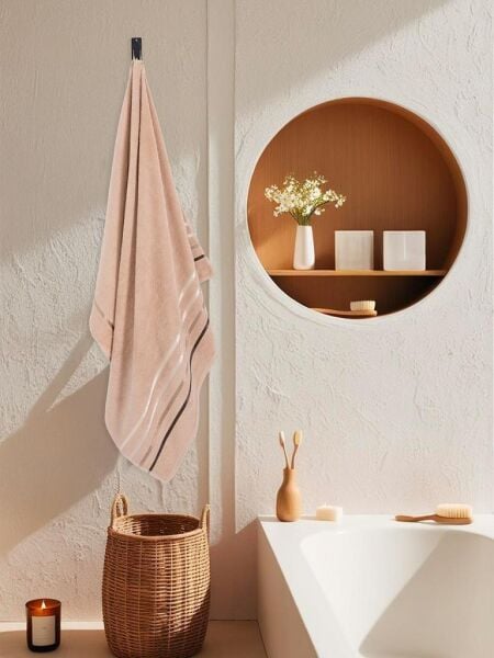 Banyo Havlusu Tekli Pamuk Bale Premium 100x150 Bej - 100 x 150