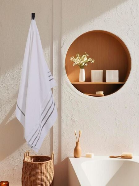 Banyo Havlusu Tekli Pamuk Bale Premium 100x150 Beyaz - 100 x 150