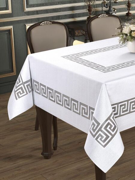 Masa Örtüsü Jakarlı Kardea Beyaz - 150 X 220