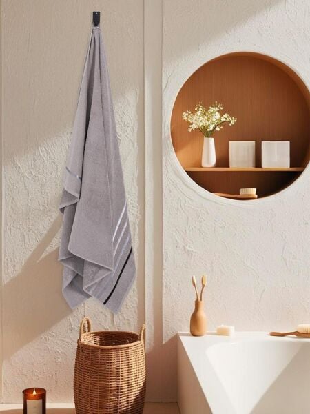 Banyo Havlusu Tekli Pamuk Bale Premium 100x150 Gri - 100 x 150