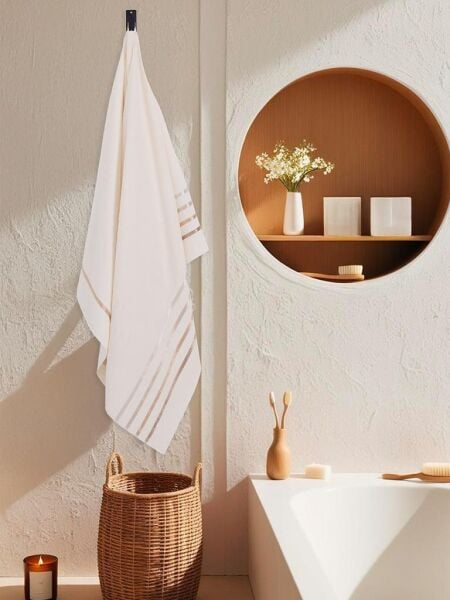 Banyo Havlusu Tekli Pamuk Bale Premium 100x150 Krem - 100 x 150