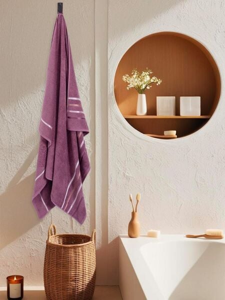 Banyo Havlusu Tekli Pamuk Bale Premium 100x150 Mürdüm - 100 x 150