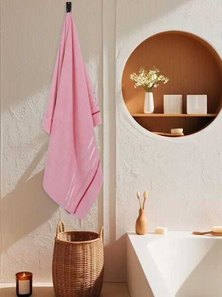 Banyo Havlusu Tekli Pamuk Bale Premium 100x150 Pembe - 100 x 150
