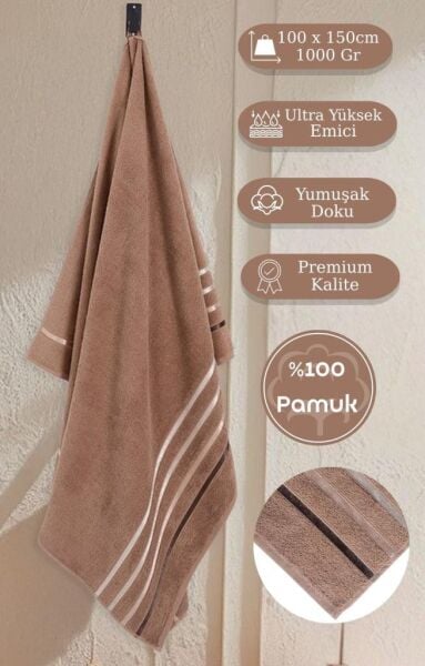 Banyo Havlusu Tekli Pamuk Bale Premium 100x150 Sütlü Kahve - 100 x 150