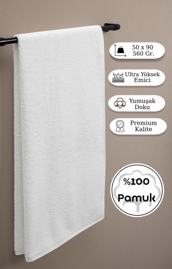 Beyaz Otel Tipi Tekli Pamuklu Havlu Fors