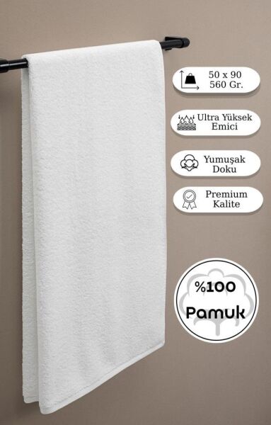 Beyaz Otel Tipi Tekli Pamuklu Havlu Fors