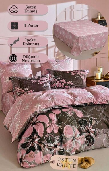 Nevresim Takımı Linen Serisi Berry Gül Kurusu - 200 X 220