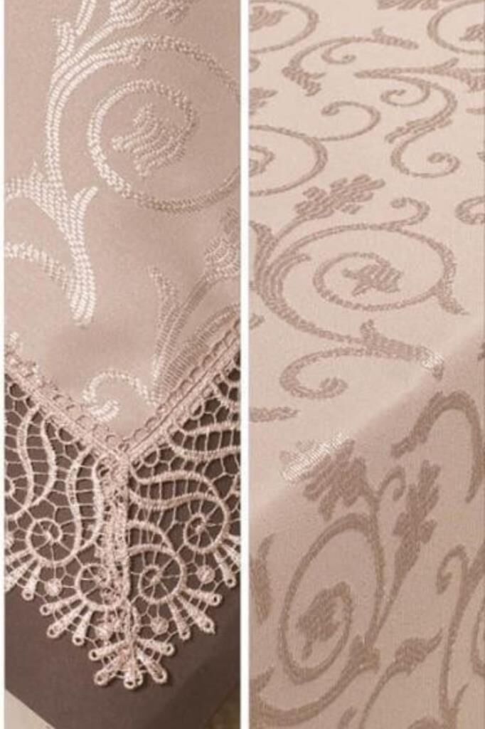 Dortken Güpürlü Masa Örtüsü Pudra - 160 x 400