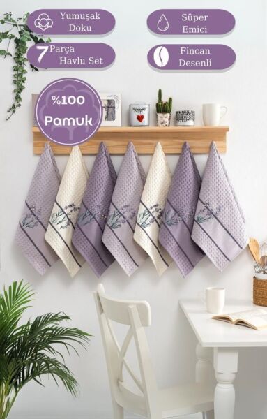 Mutfak Havlusu 7’li Pamuk Torshon Lavanta 45x65 cm