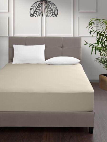 Geniş Lastikli Penye Çarşaf Elina – Nefes Alabilir, Esnek Yapılı 160x200 +30cm Bej - 160 X 200