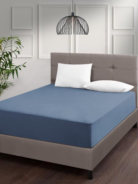 Geniş Lastikli Penye Çarşaf Elina – Nefes Alabilir, Esnek Yapılı 160x200 +30cm 160 X 200 - Mavi