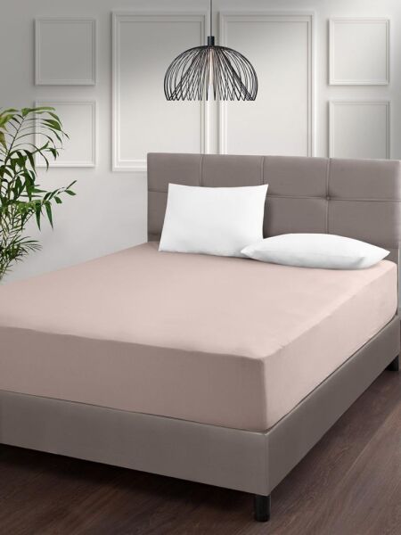 Geniş Lastikli Penye Çarşaf Elina – Nefes Alabilir, Esnek Yapılı 160x200 +30cm Pudra - 160 X 200