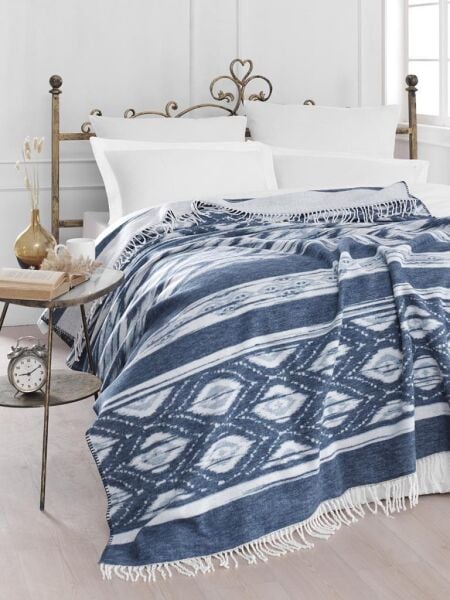 Tv Diz Battaniyesi Pamuk Frezze Mavi - 150 X 200