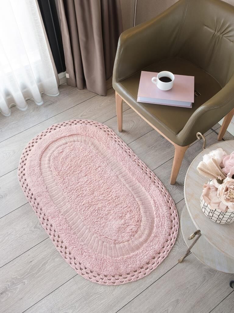Polina Banyo Paspası – Su Emici, Hafif ve Pastel Renkli 60x100 cm Pembe