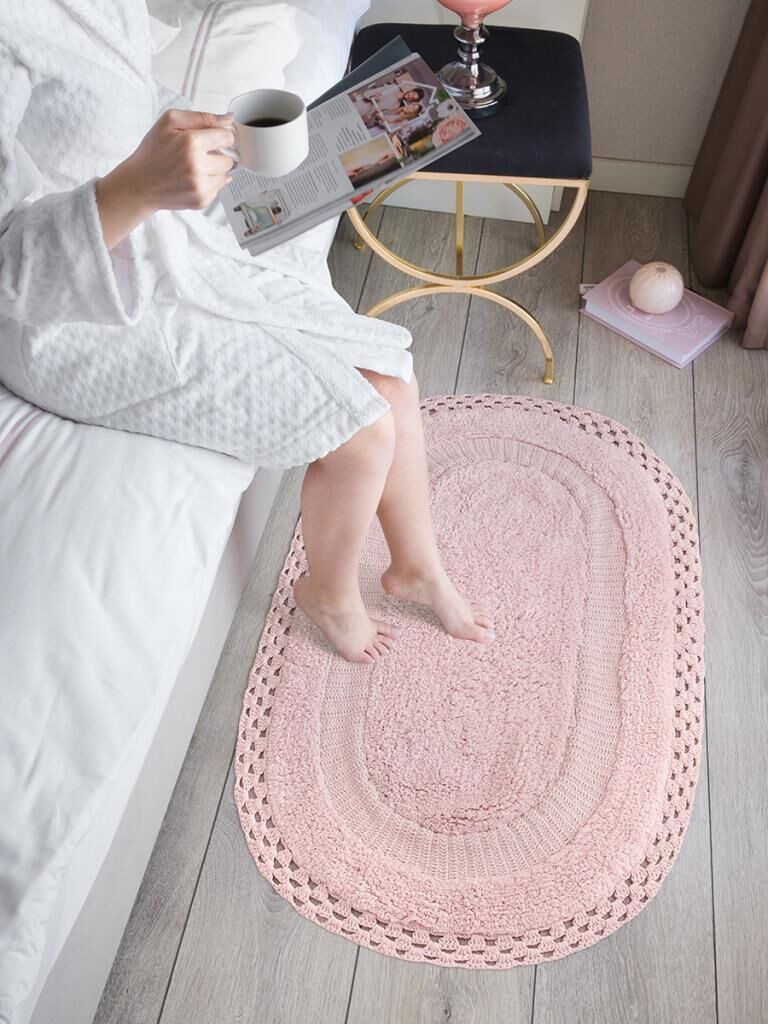 Polina Banyo Paspası – Su Emici, Hafif ve Pastel Renkli 60x100 cm Pembe