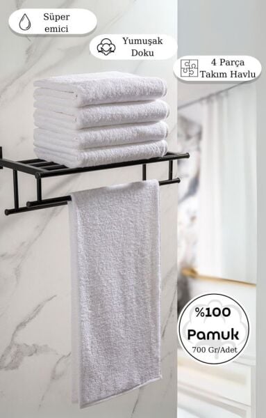 Banyo Havlu Seti 3’lü Karna Hotel Serisi Gravel Beyaz - 70 X 140