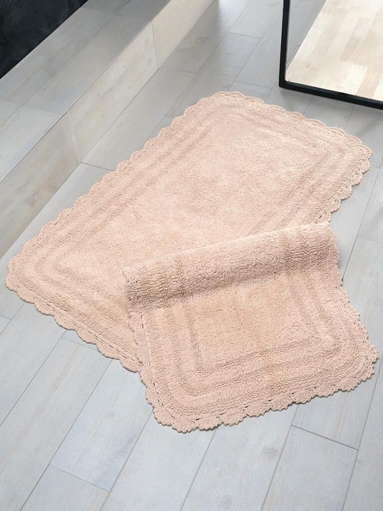 Alya Banyo Paspası Seti – İkili Takım, Uyumlu Renk Kombinasyonu 50x70 cm Pudra - 50 X 70