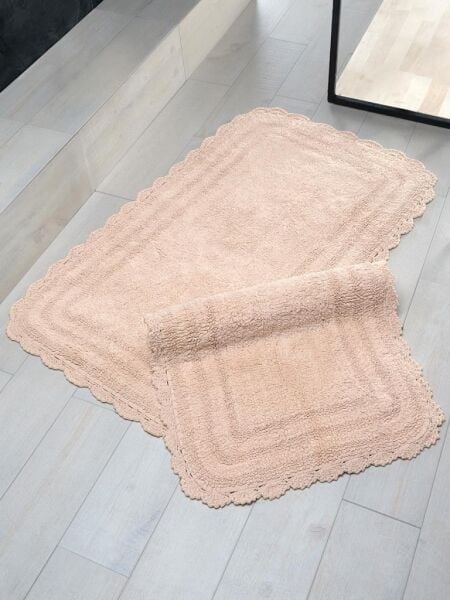 Alya Banyo Paspası Seti – İkili Takım, Uyumlu Renk Kombinasyonu 50x70 cm Pudra - 50 X 70