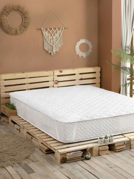 Sıvı Geçirmez Kapitone Alez 4-Köşe Lastikli 180x200 Beyaz - 180 X 200