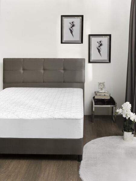 Sıvı Geçirmez Kapitone Alez Fitted 140x200 Beyaz - 140 X 200