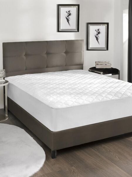 Sıvı Geçirmez Kapitone Alez Fitted 140x200 Beyaz - 140 X 200