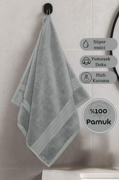 Pamuk Tekli Havlu Karna Premıum Ramse - 50 x 90 Gri - 50 X 90