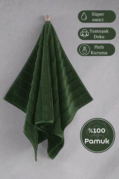 Pamuk Tekli Havlu Jakarlı Karna Premıum Venna - 70 x 140 Yeşil - 70 X 140