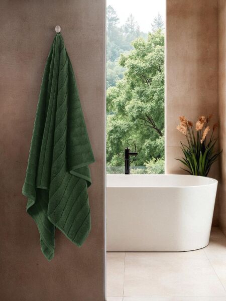 Pamuk Tekli Havlu Jakarlı Karna Premıum Venna - 70 x 140 Yeşil - 70 X 140