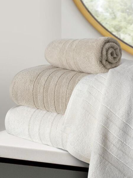 Lavinda 4’lü Banyo Havlu Seti 70x140 Bej-Krem