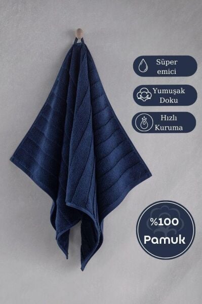 Pamuk Tekli Havlu Jakarlı Karna Premıum Venna - 50 x 90 Lacivert - 50 X 90