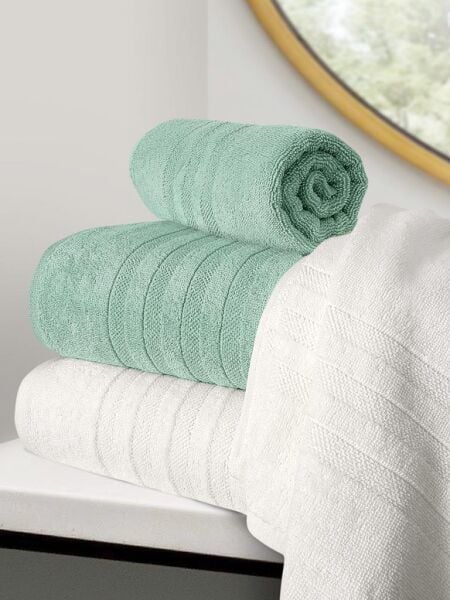 Lavinda 4’lü Banyo Havlu Seti 70x140 Mint-Krem
