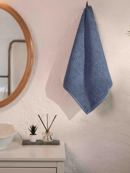 Pamuk Tekli Havlu Jakarlı Karna Premıum Molıs - 70 x 140 İndigo - 70 X 140