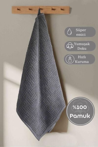 Pamuk Tekli Havlu Jakarlı Karna Premıum Molıs - 50 x 90