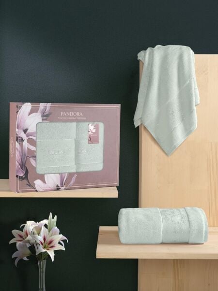 Bambu Dokulu 2’li Havlu Takımı 50x90 Açık Yeşil - 50 X 90