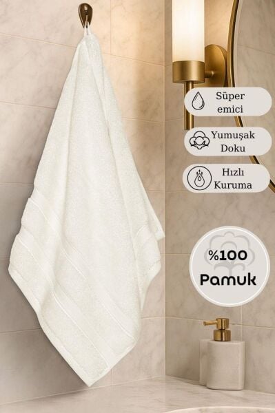 Pamuk Tekli Havlu Karna Premıum Morgan - 50 x 90 Krem - 50 X 90