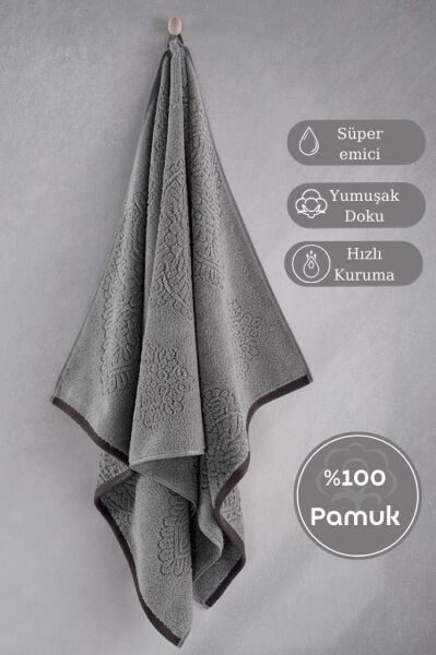 Pamuk Tekli Havlu Jakarlı Karna Premıum Vance - 50 x 90 Taş - 50 X 90