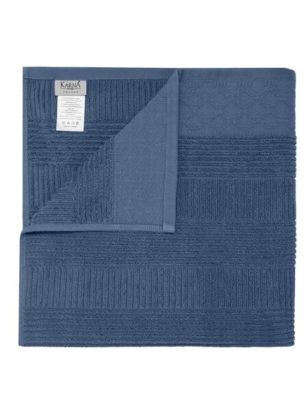 Pamuk Tekli Havlu Jakarlı Karna Home Ruma - 70 x 140 İndigo - 70 X 140