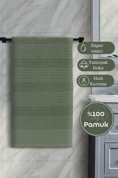 Pamuk Tekli Havlu Jakarlı Karna Home Ruma - 70 x 140 Yeşil - 70 X 140