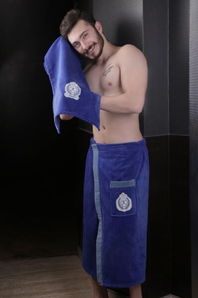 Cotton Sauna Erkek Havlu Seti 80x150 80 x 150 - Saks Mavisi