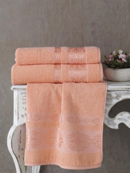 Cotton Jakarlı Rebeka Banyo Havlusu 70x140 70 X 140 - Somon