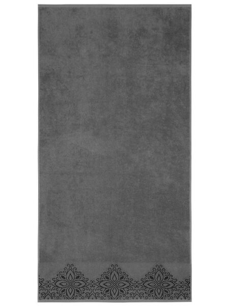 Pamuk Tekli Havlu Jakarlı Karna Home Klover - 70 x 140 Gri - 70 X 140